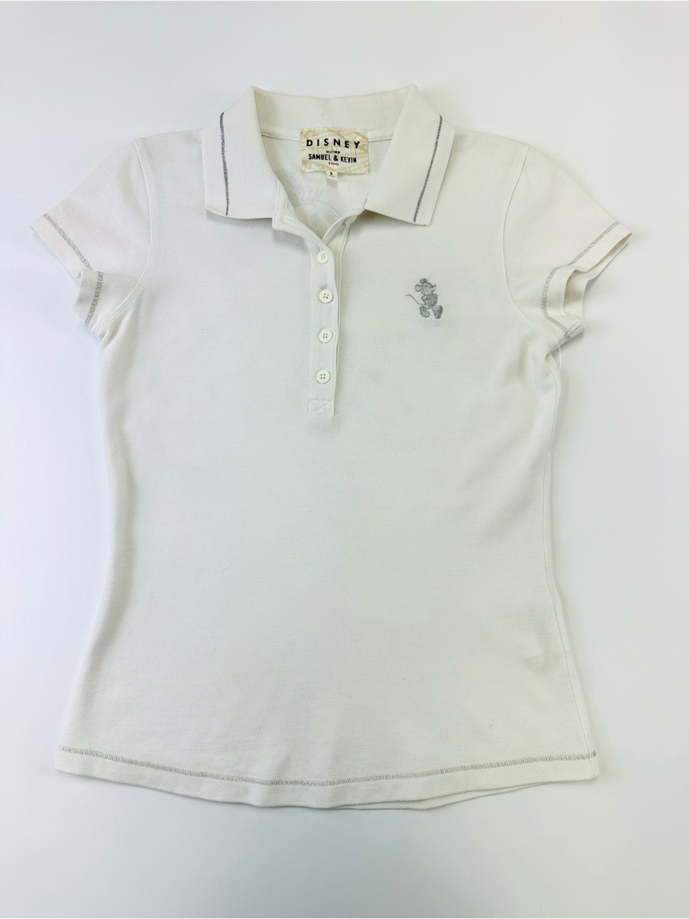 DISNEY Minnie white polo Samuel & Kevin white womens preppy Small